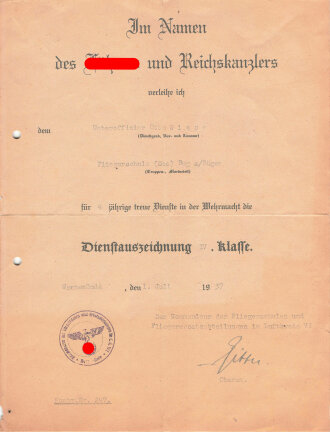 Luftwaffe, Urkundengruppe eines Feldwebel in der Luftwaffe, Dienstauszeichnung 4. Klasse, Eisernes Kreuz 1. und 2. Klasse 1939, Dokument über den " Heldentod " , Bestätigungsschreiben über den Tod des Oberfeldwebel