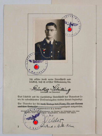 Luftwaffe, Urkundengruppe eines Leutnant der Reserve, große Anstellungsurkunde als Leutnant der Luftwaffe, gedruckte Unterschrift von Hermann Göring, dazu das Urkundenheft zum Reichssportabzeichen in Bronze