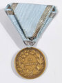 Königreich Bulgarien Zar Boris III , Verdienstmedaille in Bronze ohne Krone im Etui mit Empfangsbescheinigung, Etui an den Seiten beschädigt