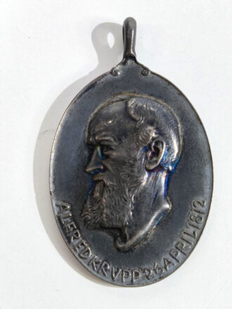 Tragbare Medaille 100 Jahre Friedrich Krupp AG. 990er Silber, Höhe mit Öse 60mm