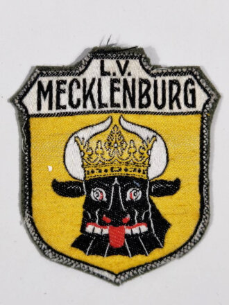 Ärmelabzeichen Stahlhelmbund Landesverband L.V. Mecklenburg, auf neuzeitlichen Uniformstoff vernäht