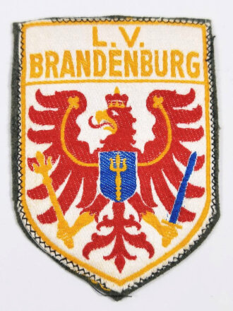 Ärmelabzeichen, Stahlhelmbund Landesverband L.V. Brandenburg, auf neuzeitlichen Uniformstoff vernäht