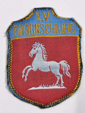 Ärmelabzeichen, Stahlhelmbund Landesverband L.V. Braunschweig, auf neuzeitlichen Uniformstoff vernäht