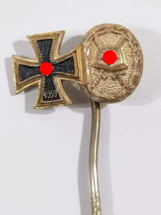 Miniatur, Eisernes Kreuz 1939 und Verwundetenabzeichen Silber mit Hersteller L/57 , 9mm