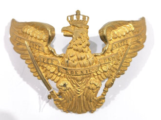 Preußen, Helmadler für Ofiiziere der Grenadier Regimenter. Guter Zustand, Breite von Flügelspitze zu Flügelspitze 24cm. Wuchtiges, schweres Stück