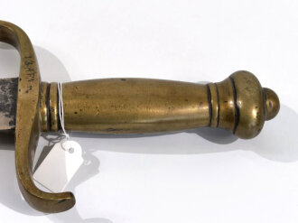 Preußen, Artillerie Faschinenmesser  M 1849, ohne Scheide, Abnahme L mit Krone gestempelt, Klinge stark beschliffen, Kammerstempel von 1878