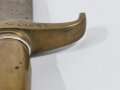 Preußen, Artillerie Faschinenmesser  M 1849, ohne Scheide, Abnahme L mit Krone gestempelt, Klinge stark beschliffen, Kammerstempel von 1878