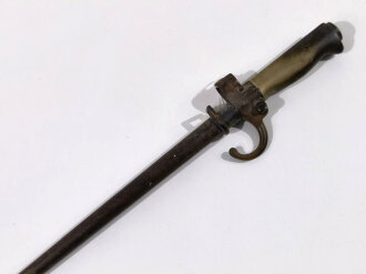 Frankreich 1.Weltkrieg, Seitengewehr Lebel Modell 1886 mit Haken, Griff Aluminium, sogenanntes" Rosalie", ungereinigt