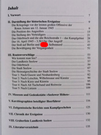 "Militärgeschichtlicher Reiseführer - Seelower Höhe", gebraucht, guter Zustand, Seiten in der Mitte etwas lose