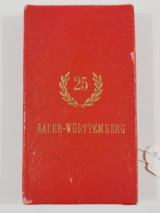 Baden- Württemberg, Feuerwehr- Ehrenzeichen 25 Jahre in Silber,  im Etui mit Bandspange, ältere Variante