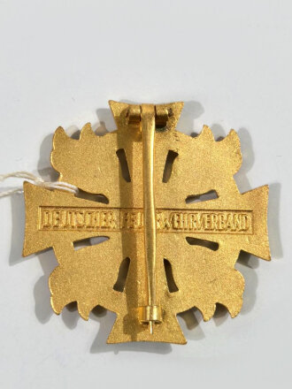 Deutsches Feuerwehr- Ehrenkreuz in Gold als Steckkreuz im Etui, dazu Bandspange und Knopflochspange