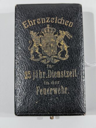 Württemberg, Feuerwehr Ehrenzeichen für 25 jährige Dienstzeit, 2. Modell  ( 1912-1915) im Etui, sehr selten