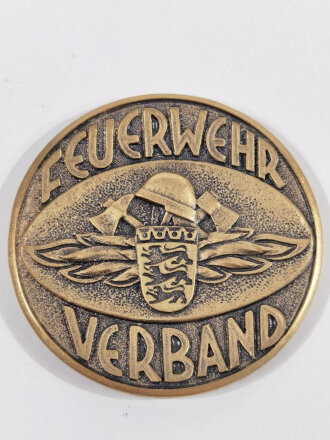 Feuerwehr Pforzheim, nicht tragbare Medaille im Etui " Feuerwehrverband Enzkreis Stadt Pforzheim " Durchmesser 49mm