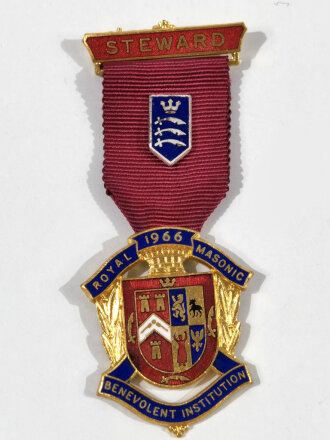 Freimaurer Abzeichen " Royal masonic benevolent institution 1966"