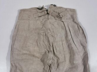 Drillichhose Wehrmacht rohweiss, getragenes Kammerstück