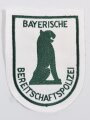 Ärmelabzeichen " Bayerische Bereitschaftspolizei" grün auf weißem Grund. Höhe 12,8cm. Sie erhalten ein ( 1 ) Stück