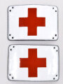 Freiwillige Krankenpflege, Paar emaillierte Kragenspiegel, Grösse je 60 x 40mm