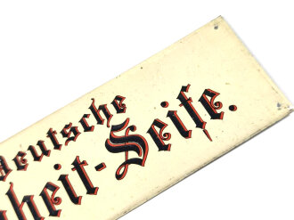 1.Weltkrieg, patriotische Blechgeprägtes Schild " Deutsche Einheit - Seife" 6 x 26cm