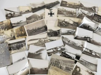 Fliegerei 1.Weltkrieg, 38 Fotos eines Angehörigen der Jagdstaffel 43 des Fliegerbatallions 4, Stationiert in Frankreich Nahe Metz 1917 und 18. Größe der Fotos meist 8,5 x 11 bzw. 9 x 14cm.