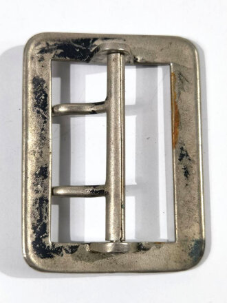 Neusilberne Schließe für ein Zweidornkoppel aus der Zeit des III.reich, Gesamthöhe 60mm