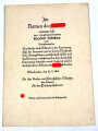 Polizei III.Reich, Ernennungsurkunde für einen Polizeimeister, ausgestellt 1941 in Wiesbaden. Großformatif, Doppelblatt, mit Blindprägesiegel