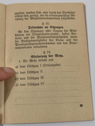 Mitgliedsbuch Freiwillige Feuerwehr datiert 1934