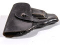 Pistolentasche, dunkelbraunes Leder, vermutlich aus der Zeit des 2.Weltkrieg. Getragenes Stück, Gesamthöhe 13cm