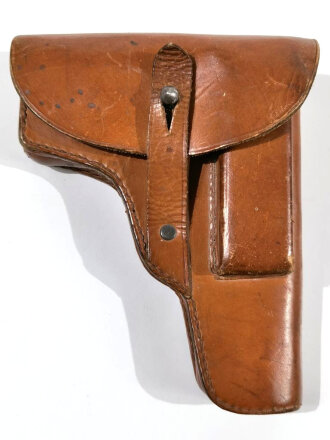 Pistolentasche für Model 27, braunes Leder, getragenes Stück. Gesamthöhe 17cm