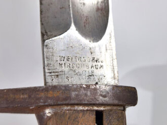 1.Weltkrieg, Seitengewehr 98/05 Hersteller Weyersberg Kirschbaum Solingen, preussische Abnahme von 1915 ,ungereinigtes Stück,Haken für Scheide fehlt