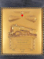 Deutsche Reichsbahn, Bahnbetriebswerk Freudenstadt. Geschenkplakette anlässlich zum 40 jährigen Eisenbahndienstjubiläum 1939. Original gerahmt, Maße insgesamt 27 x 29cm