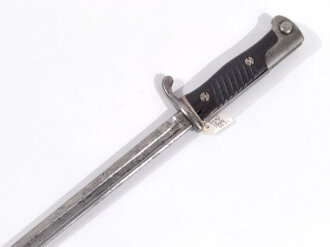 Preussen, Seitengewehr 98 lang, Schörklinge, mit Feuerschutzblech, Kammerstück von 1902, Hersteller Erfurt. Scheide fehlt