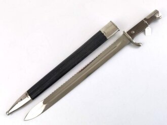 Kaiserreich, Seitengewehr Modell 98/02 mit Sägerücken, Eigentumstück, aufpflanzbar , Hersteller Eickhorn, sehr selten