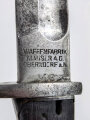 Preussen,Seitengewehr Modell 98/05 mit Feuerschutzblech, Herstellermarke Mauser Oberndorf, Klinge feldmässig angeschliffen
