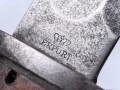 Preussen, Seitengewehr Modell 98/02, Kammerstück mit  Sägerücken, Lederscheide mit Truppenstempel R.P.I.2.185 , Herstellermarke Erfurt