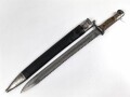 Preussen, Seitengewehr Modell 98/02, Kammerstück mit  Sägerücken, Lederscheide mit Truppenstempel R.P.I.2.185 , Herstellermarke Erfurt