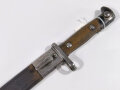 Kaiserreich,Seitengewehr 71/84 für MG Truppe, Kammerstück mit Truppenstempel 2.E.M.G.345, Lederscheide, Herstellermarke Weyersberg Kirschbaum Solingen, gefertigt 1887