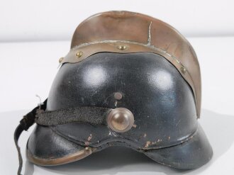 Feuerwehrhaube Kaiserreich aus Leder mit Ziegelbrecher,...