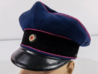 Feuerwehr Schirmmütze III. Reich, Kinnriemen  fehlt , getragenes Stück