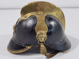 Feuerwehrhaube Kaiserreich aus Leder mit Ziegelbrecher,...