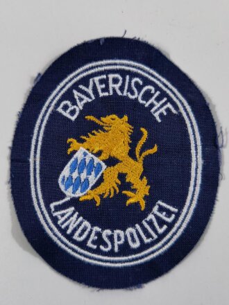 Ärmelabzeichen "Bayerische Landespolizei "  auf blauem Untergrund