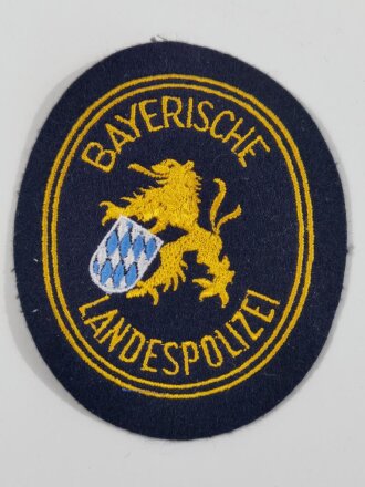 Ärmelabzeichen "Bayerische Landespolizei "  auf blauem Untergrund