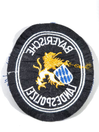 Ärmelabzeichen "Bayerische Landespolizei "  auf blauem Untergrund, sie erhalten 1 ( ein ) ungetragenes Stück
