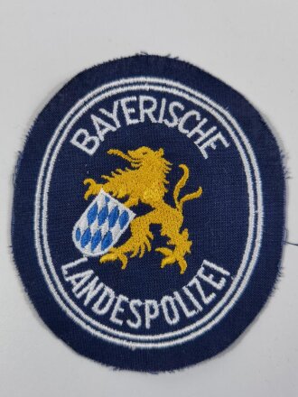 Ärmelabzeichen "Bayerische Landespolizei "  auf blauem Untergrund