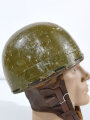 Belgien, 1951 datierter Kradhelm, Schutzhelm für Kradmelder. Getragenes Stück