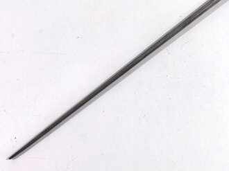 Tüllenbajonett mit Sperring für Dreyse Zündnadelgewehr  ,Deutschland, Modell 1841 dreikantig, Spitze ca 11 mm abgebrochen, Gesamtlänge 54,2cm,Klingenlänge  48,4 cm