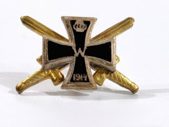 Auflage für Bandspange, Eisernes Kreuz 1. Weltkrieg und Schwertern, Größe 9 mm