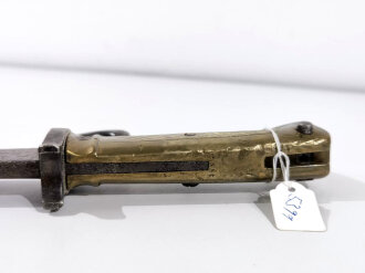Preussen 1.Weltkrieg, Ersatz Seitengewehr  aus Füsilierbajonett Mod 1860 mit Schörklinge, alter Truppenstempel auf Parierstange