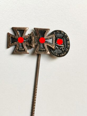 Miniatur, Eisernes Kreuz 1. und 2. Klasse 1939, Verwundetenabzeichen Schwarz, Größe 9mm, Hersteller L/57
