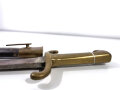 Preussen, Faschinenmesser Modell 1864, mit dazugehöriger Lederscheide ,gleicher Truppenstempel, Klinge korrodiert, gereinigt