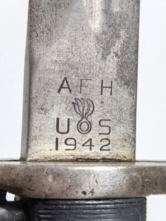 USA 2.Weltkrieg,  M1 Seitengewehr ohne Scheide, Markierungen  AFH US 1942 U.C.MOD.